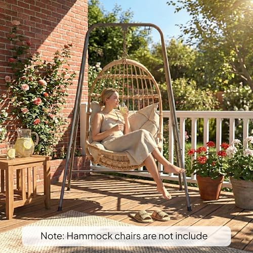 Outsunny Hammock Chair Stand, Free Standing Heavy Duty Hanging Swing Chair with Anti-Slip Foot Pads, 2 Carabiners, for Relaxation, Indoor and Outdoor Use, Gray - color: Gray