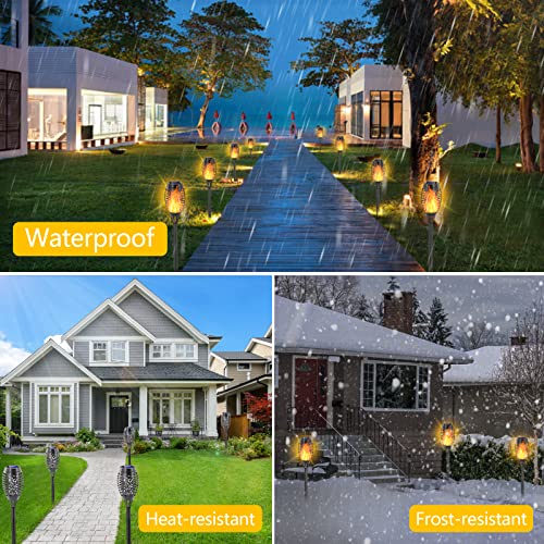 EOYIZW 8 Pack Solar Torch Light with Flickering Flame, 12 LEDs Solar Lights Outdoor, IP65 Waterproof Tiki Torches for Outside Landscape Decoration Outdoor Lights for Garden Yard Patio - color: Yellow, size: 12LED-8Pack