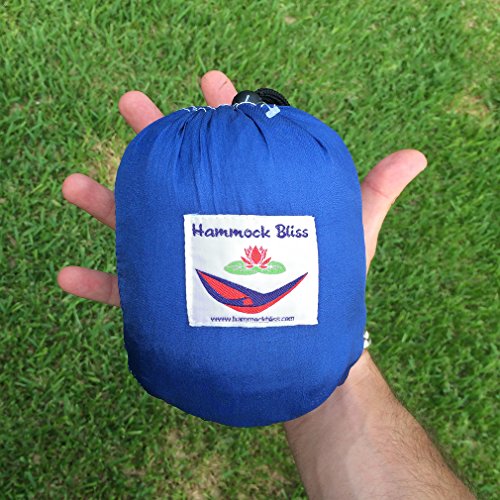 Hammock Bliss Ultralight - Lightweight Compact Portable Camping Adventure Hammock - Quality You Can Trust - 80" / 200 cm Rope Per Side Included - Only 13 oz / 380 Grams (Blue) - color: Blue