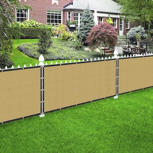 Houssity Tan Beige 6' x 1' Fence Privacy Screen Cover Panel Shade Cloth Fabric for Chain Link Fence Patio Pool Driveway Walkway Construction Project Playground Outdoor Events - color: Beige, size: 6' x 1'