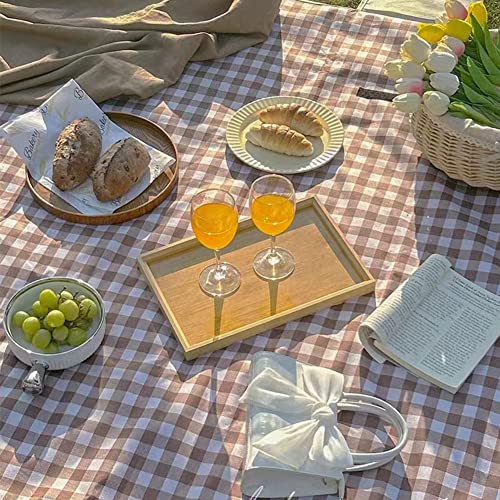 LRUUIDDE Oversize Picnic Beach Blanket, 80''x80'' Outdoor Waterproof Foldable Sandproof Blankets Plaid Picnic Mat for Beach Camping on Grass Picnic Blankets (Brown 2, 80x80in) - color: Brown 1, size: 6'8" x 6'8" (Rectangular)