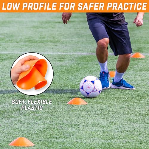 GoSports Premium Sports Cones for Agility Training and Drills - 20 Pack with Tote - Orange, Green, Pink, Yellow, or Red - color: Orange