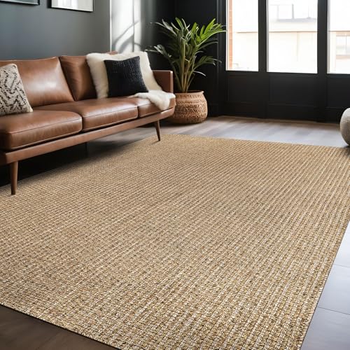 Luul Home Easy Jute Rugs 5x7 Natural Color Living Room Indoor Outdoor Area Rug for Farmhouse Patio and Kitchen Rug High Traffic Washable Easy to Clean Solid Boho Woven Design Outside Carpet (5 x 7) - color: Natural, size: 5' x 7' (Rectangular)