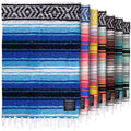 Authentic Extra Large Mexican Blanket - Handwoven Yoga, Serape, Artisanal Falsa, Beach, Camping, Picnic, Outdoor Blanket (King Turquoise) - color: Blue Turquoise