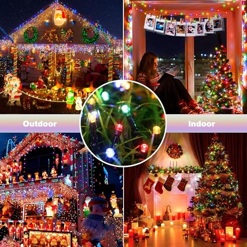 Toodour Solar Christmas Lights Outdoor, 2 Packs Total 144ft 400 LED Solar String Lights with 8 Mode, Outdoor Christmas String Light for Garden, Patio, Fence, Balcony, Xmas Tree Decor - Multicolor - color: Multicolor, size: 144ft