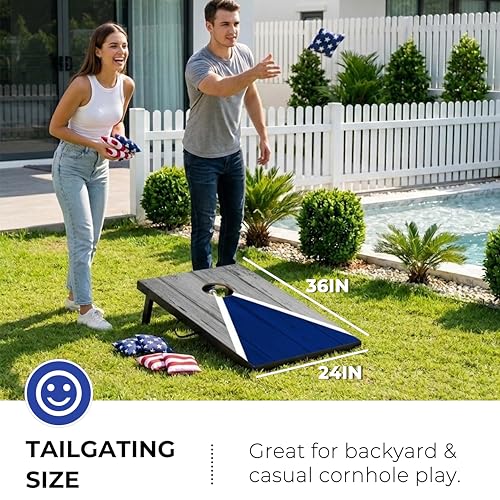 Portable Cornhole Board Set - Premium MDF Wood Corn Hole Game with 8 Regulation Bean Bags, for Backyard, Camping, and Outdoor Tailgating - Choose 3x2' Tailgate or 4x2' Regulation Size - style: 3' x 2' Pyramid