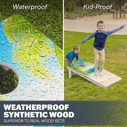 GoSports 4 x 2 ft Commercial Ultra Durable Cornhole Board Set – All-Weather Regulation Size, Ready-to-Play for Family Backyard Games, Tailgates, Outdoor Party, and Venues - color: Beach