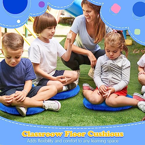Fumete 8 Pcs 16 Inch Round Floor Cushions for Kids and Toddlers, Flexible Seating Classroom Furniture Floor Pillow for Home, Daycare, Preschool, Yoga and Meditation (Light Blue) - color: Royal Blue