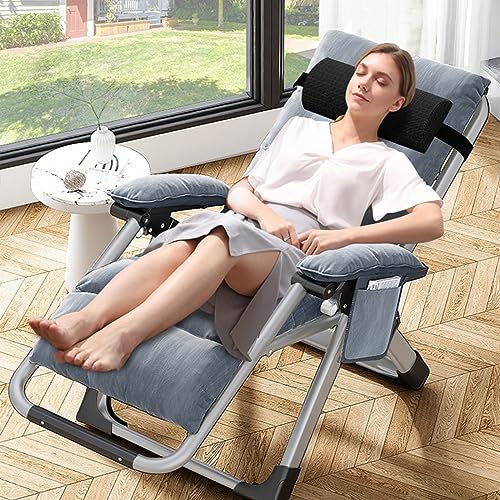 LILYPELLE Comfy Folding Chair, Folding Lounge Chair for Bedroom and Living Room, Reclining Patio Chairs with Removable Cushion for Indoor Outdoor - color: Gray Noble