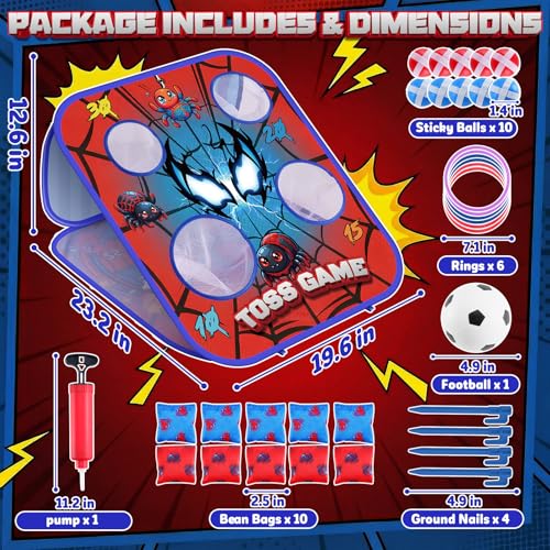 Bean Bag Toss Game for Kids - Cornhole Board Outdoor Toys for Toddlers -Party Activities Carnival Outside Yard Backyard Beach Lawn Games Toy for Kid Boys Girls Age 3 4 5 6 7 8 Year Old Birthday Gifts - style: Spider