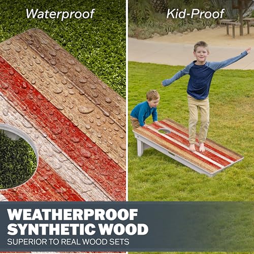 GoSports 4 x 2 ft Commercial Ultra Durable Cornhole Board Set – All-Weather Regulation Size, Ready-to-Play for Family Backyard Games, Tailgates, Outdoor Party, and Venues - color: Rustic