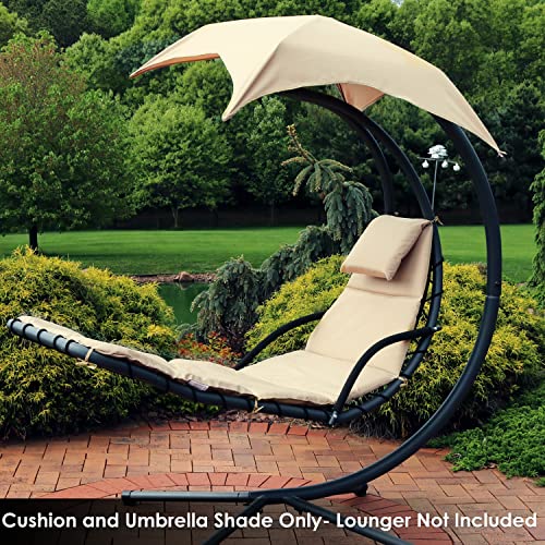 Sunnydaze Outdoor Hanging Lounge Chair Replacement Cushion and Floating Umbrella Fabric Only - Curved Swing Chair Cushion Replacement - Beige - color: Beige