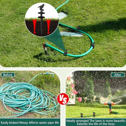 MorningRo 4 Pcs Garden Hose Guide Spike 12 Inch Heavy Duty Metal Hose Support Spike Aluminum Decorative Garden Stakes Protector to Keeps Flower Beds Plant Yard Lawn (Bird) - color: Bird
