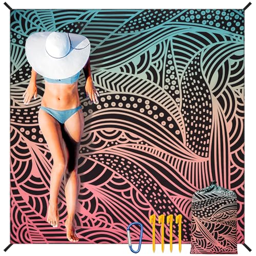 AISPARKY Beach Blanket Waterproof Sandproof Quick Drying Beach Mat Extra Large Outdoor Picnic Blanket for Travel Camping Hiking - color: Sbw-jb-flh, size: 79" X 83"
