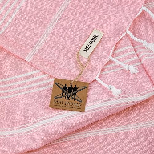 100% Organic Turkish Cotton Beach and Bath Towel, Peshtemal Towel Blanket, Quick Dry Sand Free, Oversized Light Compact, Diamond Weave, Prewashed, 71 x 39 Inches (Light Pink) - color: Light Pink