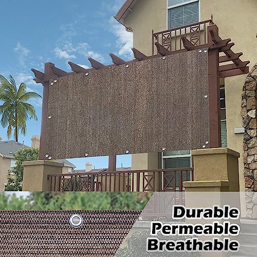Sun Shade Privacy Panel with Grommets on 4 Sides for Patio, Awning, Window Cover, Pergola or Gazebo (Mocha Brown, 8' x 5') - color: Mocha Brown, size: 8' x 5'