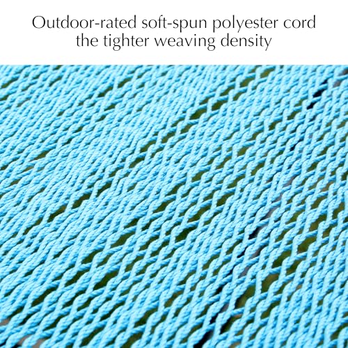 PNAEUT Double Rope Hammocks for Outside, Handwoven Double Caribbean Hammock with Spreader Bar for Outdoor Indoor, Max 600 lbs Capacity (Sky) - color: Sky