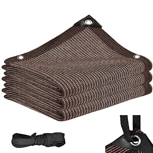 Shade Sail Sun Shade Cloth 9'9"x13' Rectangle Outdoor Canopy Outside Sunshade Awning Cover Privacy Screen Net UV Block for Patio Pergola Gazebo Porch Backyard Lawn Garden Outdoor Activities - color: Coffee, size: 9'9"x13'