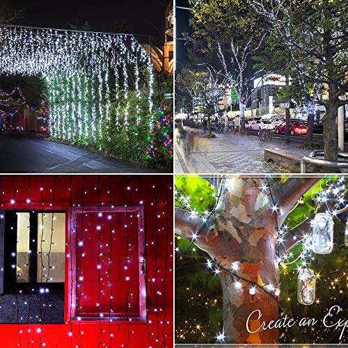 Solar String Lights Outdoor, 200LED 72Ft 8 Modes Outside Lights Solar Christmas Lights Waterproof Starry Fairy Lights Ambiance Lighting for Patio Garden Wedding Party Christmas Decor (White) - color: White, size: 72ft
