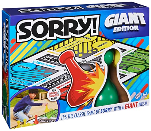 Giant Sorry Classic Family Board Game Indoor Outdoor Retro Party Activity Summer Toy with Oversized Gameboard, for Adults and Kids Ages 6 and up - style: Giant Sorry!