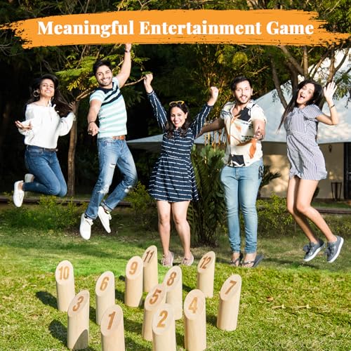 Aivalas Wooden Tossing Game Set, 12PCS Numbered Block Toss Games with Scoreboard & Carrying Case, Outdoor Lawn Backyard Beach Game, Gift for Toss Party Group