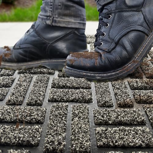 MATALL Door Mat Outside Entryway- 36x17 Inches Welcome Matt Outdoor, Dirt Trapper Indoor Doormat for Back Door, Patio, Porch, or Garage (Gray) - color: Grey, size: 1'5" x 3' (Rectangular)