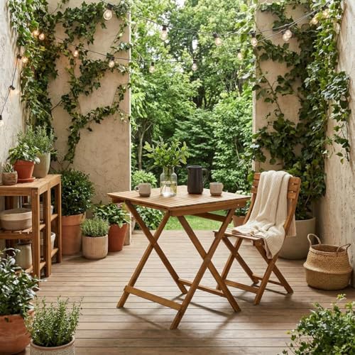 Wood-Tone Oil 3-Piece Outdoor Dining Set with Wooden Folding Table and 2 Camping Side Chairs, Wood-Tone Oil Finish, Durable and Portable