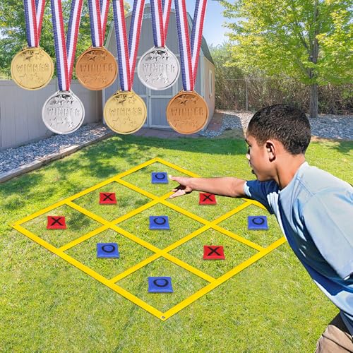 VANPET Outdoor Giant Tic Tac Toe Bean Bag Toss Games for Kids Adults Family, Large Outside Lawn Yard Backyard Carnival Field Day Game, Beach Picnic Camping Birthday Party Family Reunion Games