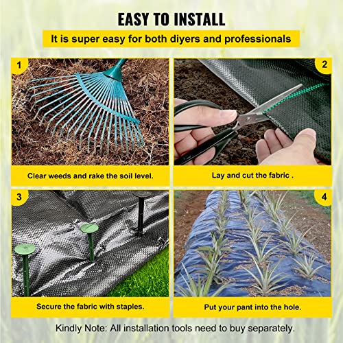 VEVOR Weed Barrier Landscape Fabric, Heavy Duty 5x250FT 5oz Woven Garden Fabric Weed Barrier, Weed Control Fabric Ground Cover, Geotextile Fabric, Weed Block Gardening Mat, Driveway Fabric Landscaping - size: 5FT*250FT-5OZ, style: Woven