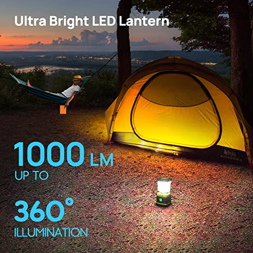 LED Camping Lantern Rechargeable, Consciot Camping Lights, 1000LM, 4 Light Modes, 4400mAh Power Bank, IPX4 Waterproof, Dimmable Tent Lights for Emergency, Power Outages, USB C Cable Included, 2 Pack - size: 1000 Lumens - 2
