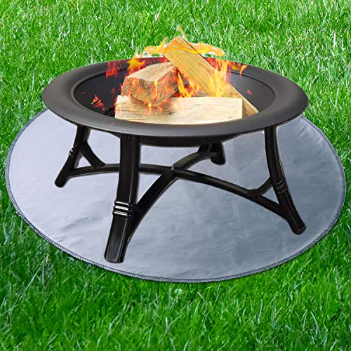 Fire Pit Mat, Round Grill Mat for Ground, Patio, Deck, Lawn, Outdoor or Campsite Protection Ember Mat Pad Silver (36‘’x36‘’) - size: 36‘’x36‘’
