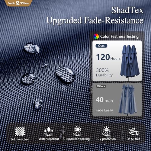 Sophia & William 15ft Extra Large Patio Umbrella with Base Included, 2-Tier Double-Sided Rectangle Outdoor Umbrella with Stand, Market Umbrella for Pool Garden Backyard, Navy Blue - color: Navy Blue 2-Tier