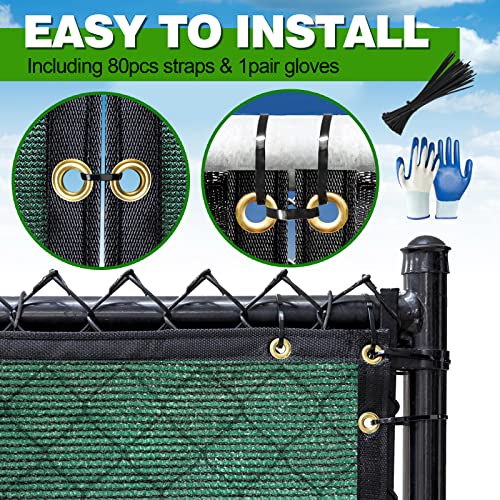Privacy Fence Screen,with Gloves, 6X50FT Heavy Duty 220GSM 98% Blockage Privacy Screen Fence for Outdoor Wall Garden Yard Backyard (Dark Green) - color: Green, size: 6x50 Ft