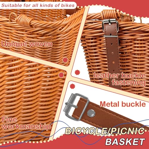 Wicker Picnic Basket for Kids, Small Woven Rattan Basket with Handles Brown Garden Harvest Hamper Basket Empty for Storage Toy Flower Wedding - color: Brown
