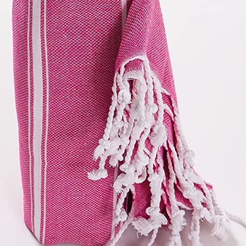 Hencely Turkish Beach Towel 37x68 Oversized, Sand-Free, Quick-Dry, Lightweight - Travel Essential for Pool & Bath - Striped 100% Cotton Bathroom Towels Accessories Gift (Fuchsia) - color: Fuchsia