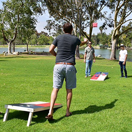 GoSports 4 x 2 ft Flag Series Wood Cornhole Sets – American Flag or State Flags – Includes 2 Regulation Size Boards, 8 Bean Bags, Carrying Case and Rules - style: Texas Flag