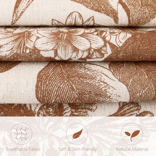 Foindtower Set of 2 Linen Floral Throw Pillow Covers Vintage Accent Print Decorative Cozy Cushion Covers Farmhouse Boho Home Decor for Sofa Chair Couch Bedroom Living Room,20×20 Inch,Autumn Orange - color: Autumn Maple, size: 20" x 20" (Pack of 2)