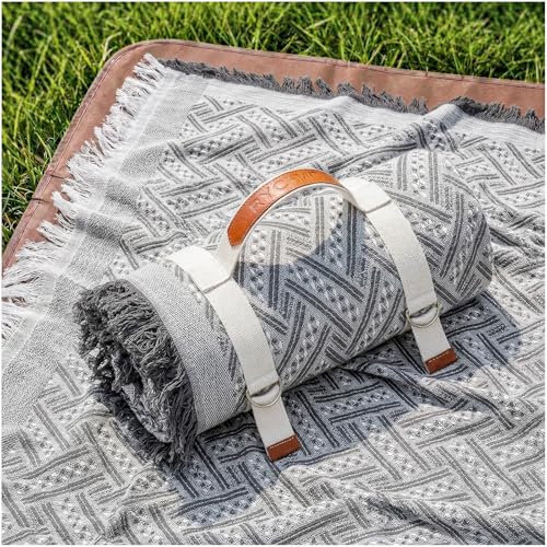 2 in 1 Extra Large Boho Beach Blanket Towel Picnic Camp Mat Family Beach Trip Essentials Summer Vacation Must Have Travel Accessories Lake Day Necessities Stuff Thing Need Gear Gift Item Gadget 2026 - color: Grey, size: 70''*70''