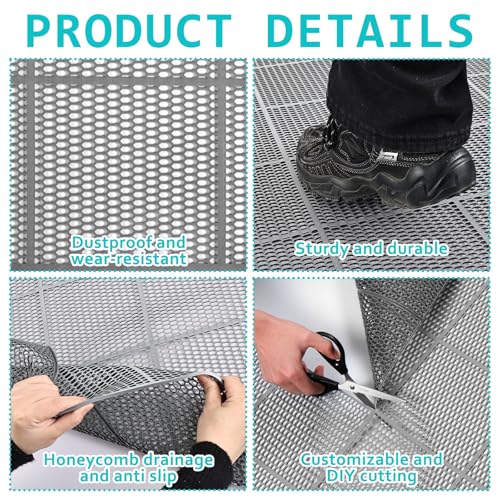 3 x 20FT Drainage Pool Flooring Mats PVC Splash Matting Mesh Hollow Doormat Roll Non Slip Swimming Pool Mat for Outdoor Indoor Heavy Duty Commercial Anti Slip Floor Mats Garage Restaurant Sauna SPA - size: 3x20FT