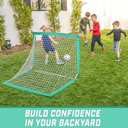 GoSports Portable Soccer Goals for Kids - 13 Color Options - Choose 4 x 3 ft or 6 x 4 ft - Team Tone Pop Up Nets for Backyard - color: Turquoise, style: 4 ft x 3 ft