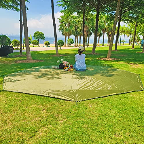13.5x13.5 ft Tent Footprint Waterproof Camping Tarp Ultralight Mat Under Tent Moisture-Proof Ground Sheet Mat - color: Octagon Green, size: 160x160in