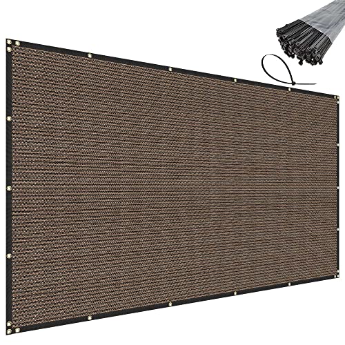 SunnyRoyal 6' x 2' Brown Privacy Fence Screen Heavy Duty Windscreen Mesh Fencing Shade Fabric with Brass Grommets for Outdoor Fence Garden Patio Swimming Pool - color: Brown, size: 6' x 2'