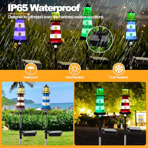Solar Powered Waterproof Garden Lights 4 Pack – Lighthouse Design for Outdoor Garden Lighting, Backyard Decorations & DIY Backyard Patio, Must-Have for Patio Lovers - color: 4 Pack