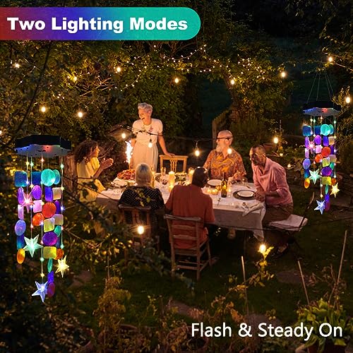 Solar Shell Gift for Mom Grandma Girls, Colorful Solar Wind Chimes for Outside, Outdoor Decorative Mobile Lights for Garden, Yard, Patio, Window, Party,Christmas Outdoor Decorations - color: Multicolor