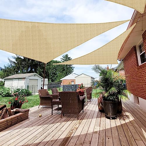 Patio Paradise 2' x 2' x 2' Sun Shade Sail Triangle Canopy Shade Cloth Fabric Sunlight Block Patio Pergola Cover HDPE Deck Awning for Outdoor Backyard Roof Shading, Sand - color: Sand, size: 2' x 2' x 2'
