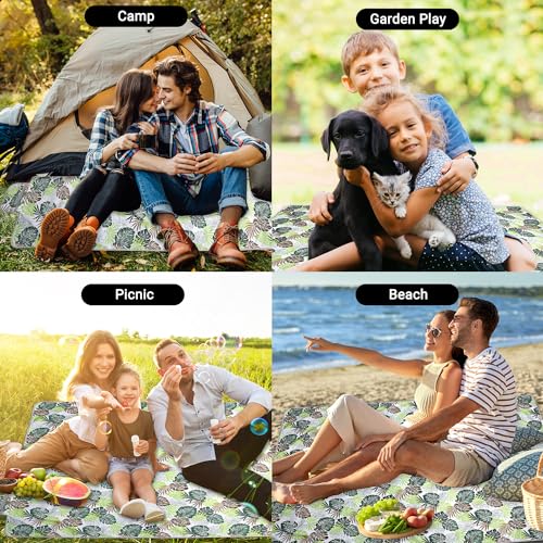 Hi Space Picnic Blankets Extra Large 80''x60'' Picnic Mat Waterproof Foldable Beach Picnic Blanket Washable Park Blanket Outdoor Blanket for Grass Lawn Camping (Tropical Leaves) - color: Tropical Leaves