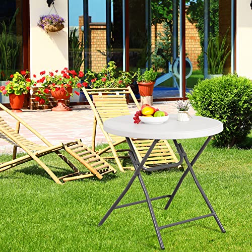 ZenStyle Folding Table, Indoor Outdoor Portable Plastic Dining Card Table Utility Bar Table for Camping Dining Wedding Event Party, White (Round, 32"x32") - size: 32"x32"