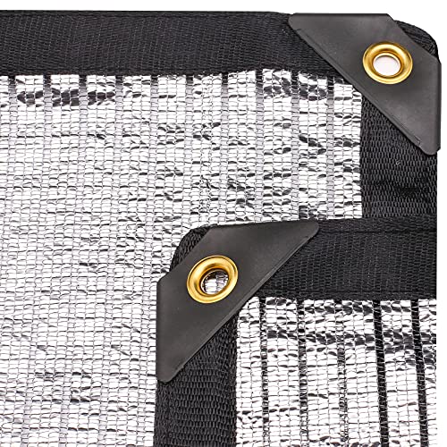 E.share 80%-85% Aluminum Shade Cloth, 10ft X 16ft Silver Heat Reflective Mesh Tarp with Grommets, Sun Block Privacy Cover for Outdoor Pergola, Patio, Garden, Greenhouse, Balcony, Car, Pet, Lawn - size: 10ft X 16ft