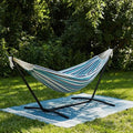 Double Hammock with Steel Stand - 2 Person Hammock Bed Indoor Outdoor, Brazilian-Style, with Carry Bag, 450lb Capacity, Portable & Easy Assembly, Ocean - color: Ocean