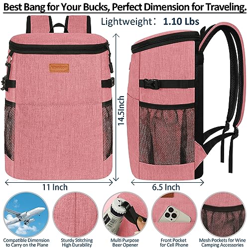 Camping Cooler Backpack 30 45 Cans, Soft Backpack Coolers Insulated Leak Proof Travel Cooler Bag Waterproof Lunch Picnic Beach Work Trip Thermal Bag Drink Beverage Beer Bag Cooler - color: Coral Red, size: 30 Cans